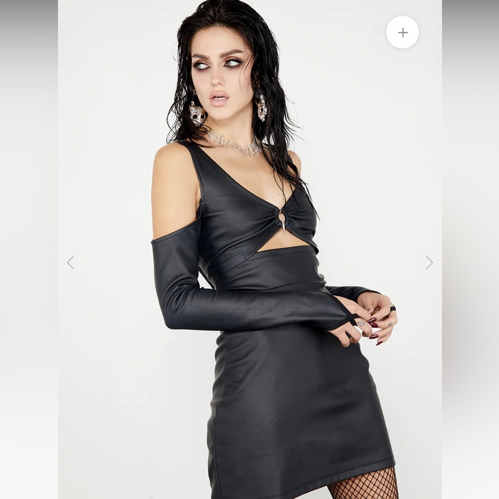 NWT Disturbia Cold Shoulder Faux Leather Mini Dress